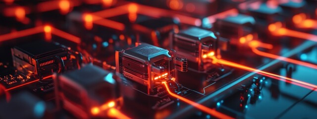 High Tech Network Data Center Server Room Cybersecurity Digital Technology Futuristic Connections