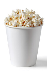 Popcorn in White Bucket on White Background