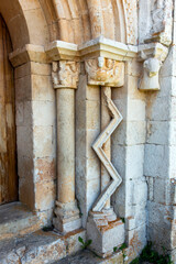 Romanesque Carving Detail, Hermitage of San Pantaleón de Losa, Burgos, Castile and León, Spain