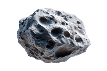 Detailed rocky asteroid with cratered surface in space environment