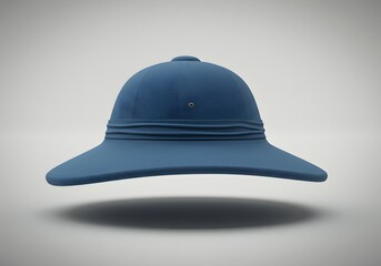 Fototapeta premium Stylish Blue Pith Helmet - Headwear Mockup for Fashion Design
