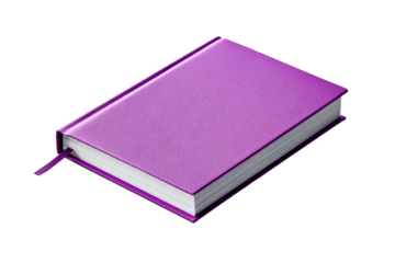 Purple notebook with a textured cover and ribbon bookmark