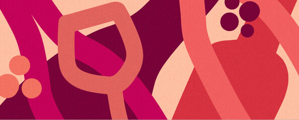 hand-drawn wine design template – banner, card or invitation with retro minimalist background
