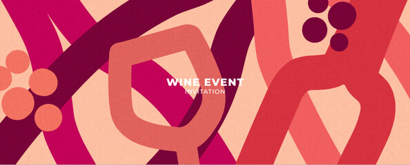 hand-drawn wine design template – banner, card or invitation with retro minimalist background