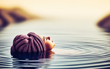 Woman floating peacefully on water