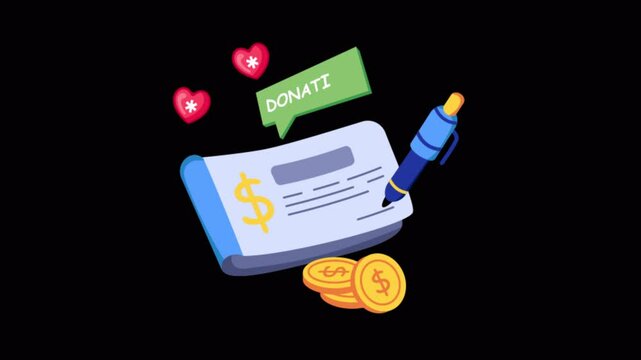 Bank Check 2D Flat Animations on Transparent background