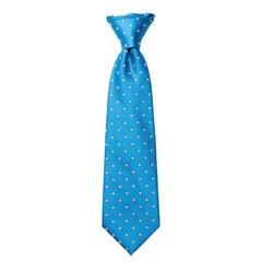 Bright blue tie with white star pattern, formal accessory.