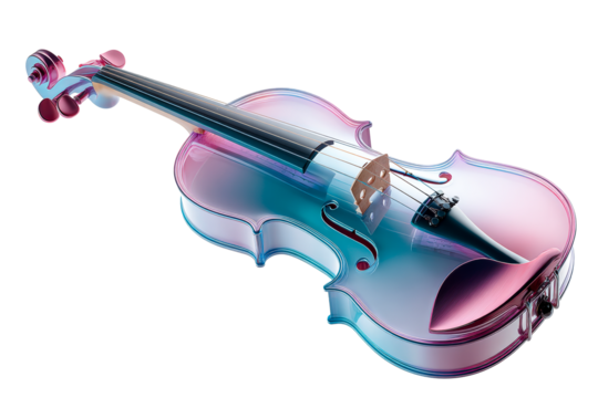 Colorful transparent violin with gradient design and artistic flair