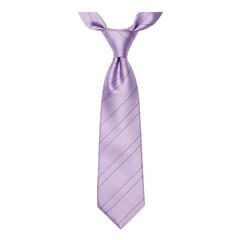 Lavender silk necktie with subtle diagonal stripes, knotted