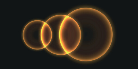 three concentric golden circles on a dark background that overlap, creating a glowing or abstract light effect.