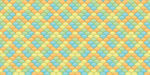 Vibrant pastel scale pattern, perfect for cheerful backgrounds, textile designs, or playful branding.  This repeating texture evokes feelings of joy and serenity.