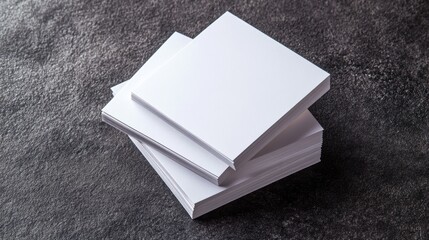 Fototapeta premium Stack of blank white books on dark surface