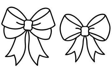 Elegant Christmas Bow Line Art Vector Set
