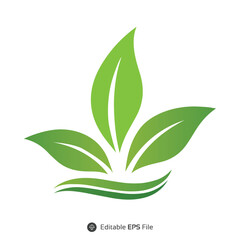 Three Green Leaves Logo Design Gradient Colors Nature Ecology Symbol vector