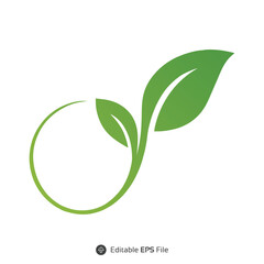 Green Leaf Logo Design Two Leaves Circular Frame Eco Nature Symbol green leaves eco logo