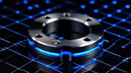 Metallic ring with blue light