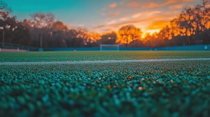 Sunset over a soccer field