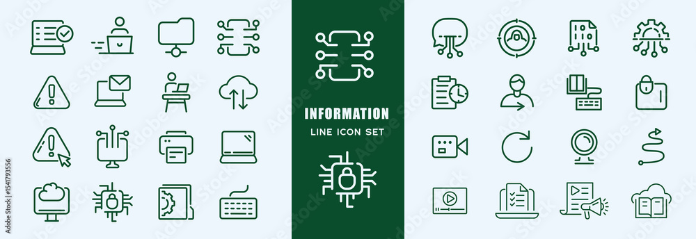 Fototapete information technology line icons collection. big ui icon set in a flat design. thin outline icons p