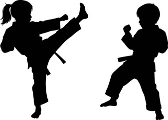 Kids Martial Arts Silhouettes - Karate Taekwondo Training

