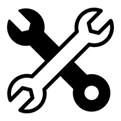Two crossed wrenches solid icon, repair service concept. Vector graphics. Mechanic staff tools sign on white background, style mobile or design.