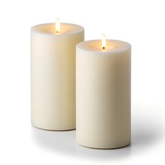Two ivory led pillar candles romantic home decor