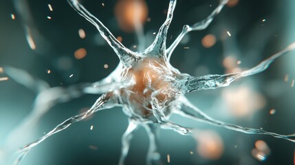 Obraz premium An artistic representation of a neuron exhibiting intricate details and dynamic forms, symbolizing the complexities of the nervous system and neuroscience's beauty.