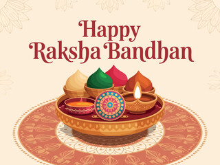 Happy Raksha Bandhan Festival Celebration with Traditional Thali