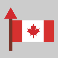 Canadian Flag with Upward Arrow Symbol of Growth and Progress