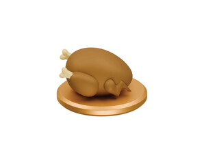 chicken roast icon 3d illustration render