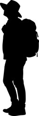 Outdoor Hiker Silhouette: Adventure Backpacking Traveler