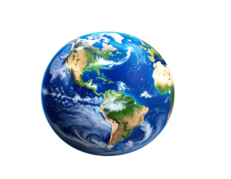earth globe on on  transparent Background 