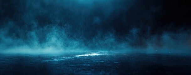 Dark, misty, blue scene