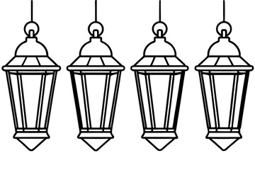 Elegant Christmas Lantern Line Art Vector