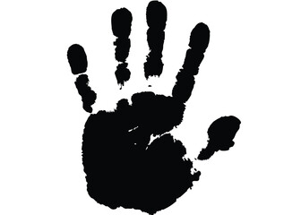 A bold black handprint conveys powerful identity on a clean, simple white background canvas
