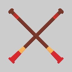 Pair of Wooden Rowing Oars Crossed Nautical Sport Equipment Illustration