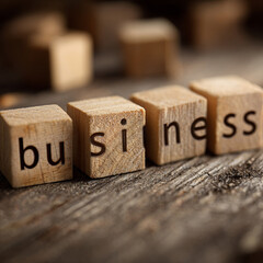 wood type blocks text "business"