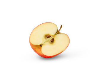 Slice of pink lady apple fruit. Half of red juicy apple isolated.