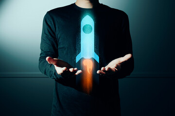 hand of businessman interactive touching a holographic of transaction financial network data...