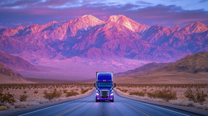 Truck on Highway Through Scenic Mountains