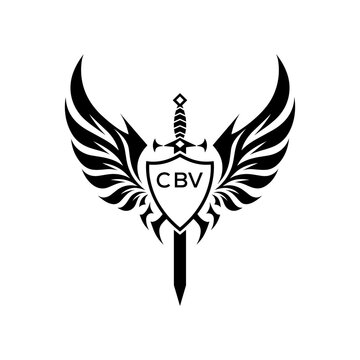 CBV "Heraldic Sword Shield Wing Emblem with CBV Initials  &ndash; CBV Later Logo Military Logo Design Vector"
