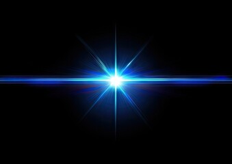 Bright blue starburst, horizontal light trail