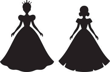 princess silhouette, royal girl, fairy tale princess, queen silhouette, fantasy girl, gown silhouette, tiara girl, fairytale lady, dress silhouette, elegant princess, crown silhouette, royal lady, mag © Secret vec