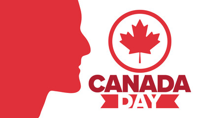Canada Day. Happy national holiday, celebrated annual in July 1. Canadian flag. Maple leaf. Patriotic symbol and elements. Poster, card, banner and background. Vector illustration