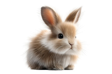 Obraz premium Cute fluffy rabbit with big ears sitting on a transparent background