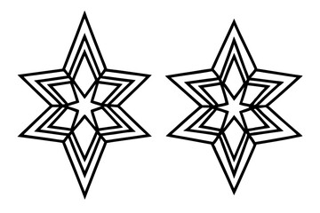 Elegant Star Ornament Line Art Vector Set