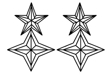 Elegant Star Ornament Line Art Vector Set