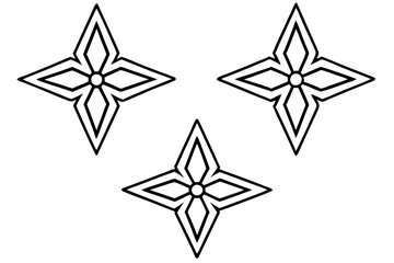 Elegant Star Ornament Line Art Vector Set