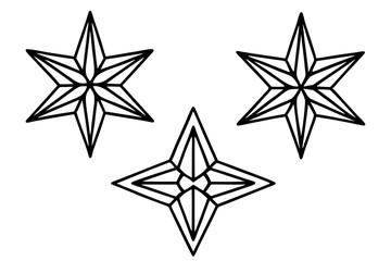 Elegant Star Ornament Line Art Vector Set