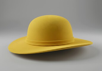 Fototapeta premium Stylish Yellow Felt Fedora Hat - Modern Fashion Accessory