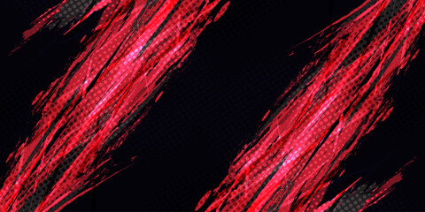 Red and Black Brush Strokes for Sports Background in Grunge Style
